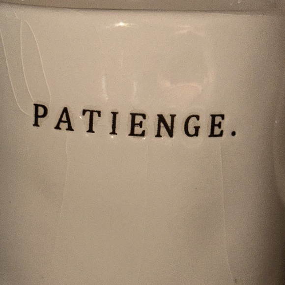 MISPRINT Rare Rae Dunn Magenta Patience Coffee/Tea Mug Cup Misspelled Patienge - Picture 1 of 15